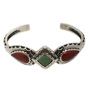 Carolyn Pollack Sterling Silver Multi Stone Cuff Bracelet  #20173